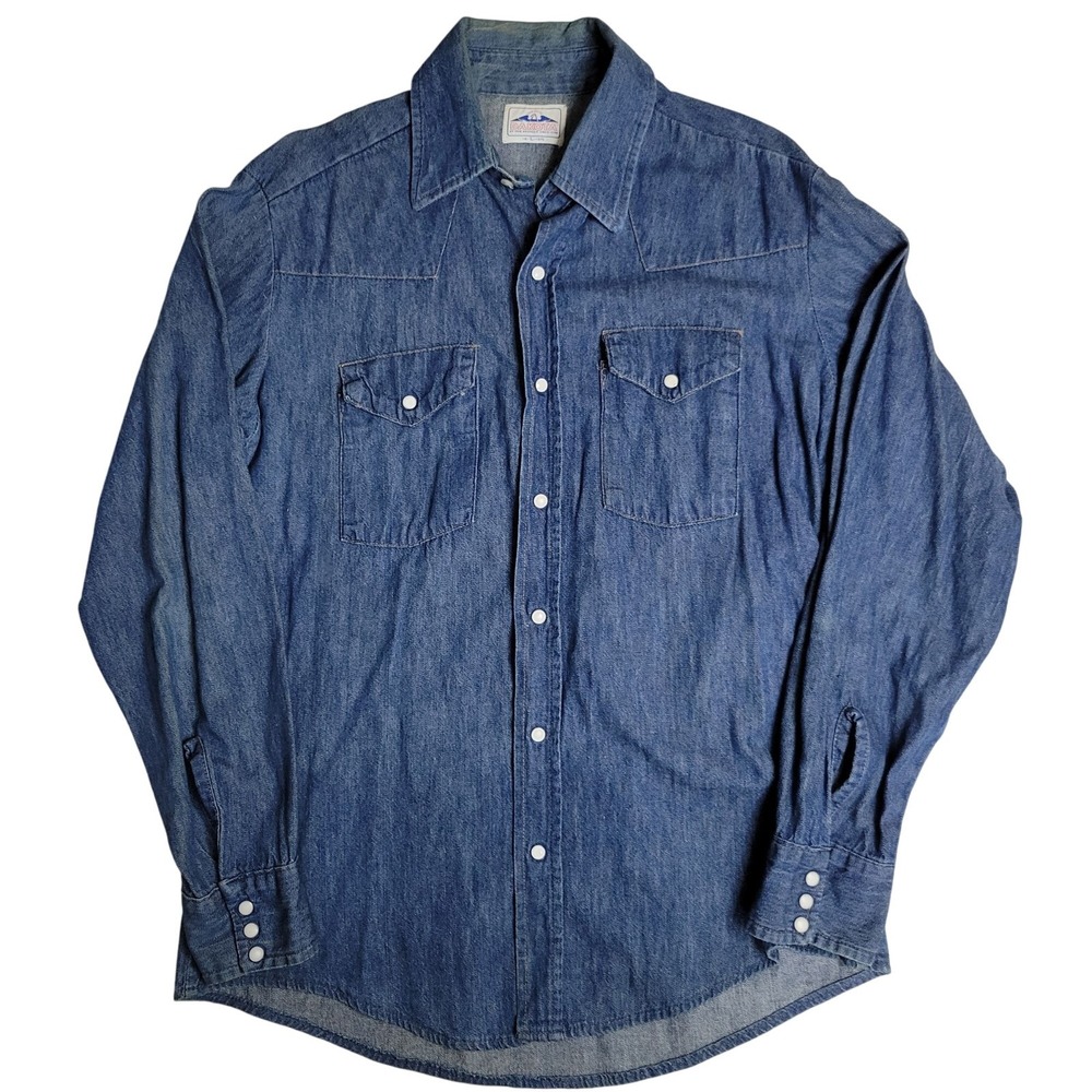 Dakota Men's‎ Size Large Pearl Snap Denim Western Shirt Long Sleeve Button Down